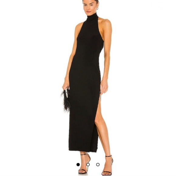 Norma Kamali Dresses & Skirts - NORMA KAMALI Womens Dress Small Halter Turtle Side Slit Gown Revolve Current